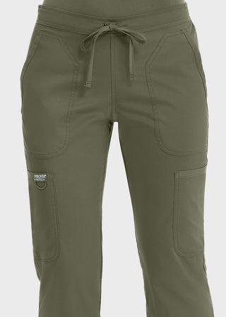 Cherokee Workwear Revolution Womens Mid Rise Moderate Flare Drawstring Petite Pant