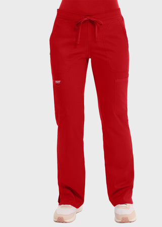 Cherokee Workwear Revolution Womens Mid Rise Moderate Flare Drawstring Petite Pant