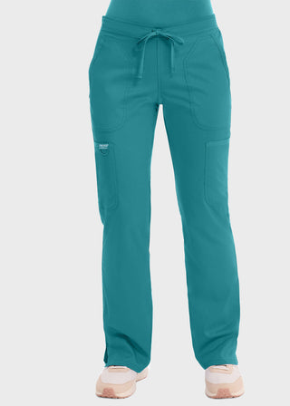 Cherokee Workwear Revolution Womens Mid Rise Moderate Flare Drawstring Pant