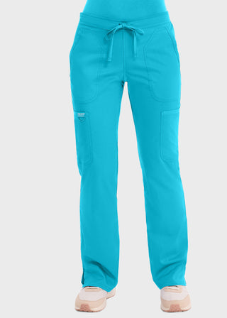 Cherokee Workwear Revolution Womens Mid Rise Moderate Flare Drawstring Pant
