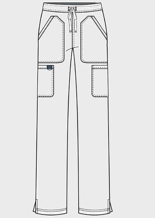 Cherokee Workwear Revolution Womens Mid Rise Moderate Flare Drawstring Petite Pant