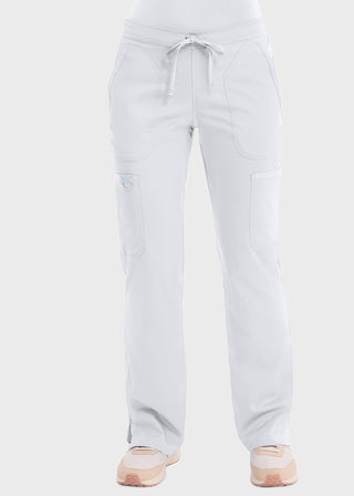 Cherokee Workwear Revolution Womens Mid Rise Moderate Flare Drawstring Petite Pant