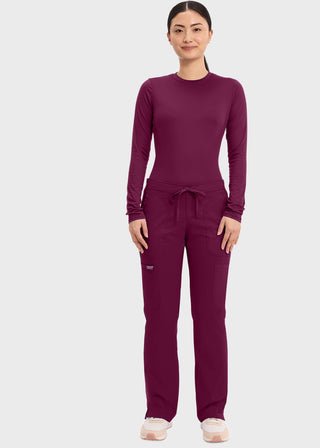 Cherokee Workwear Revolution Womens Mid Rise Moderate Flare Drawstring Petite Pant