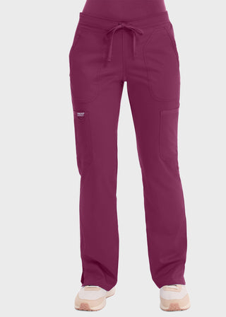 Cherokee Workwear Revolution Womens Mid Rise Moderate Flare Drawstring Petite Pant