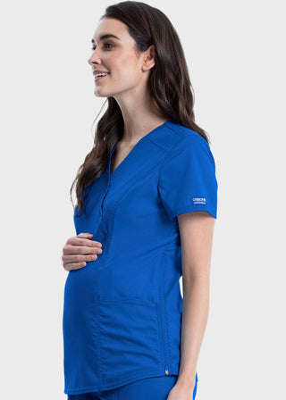 Cherokee Workwear Revolution Women's Maternity Mock Wrap Top