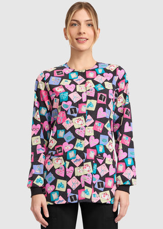 Cherokee Women's Snap Front Print Warm-up Jacket in Health-abet