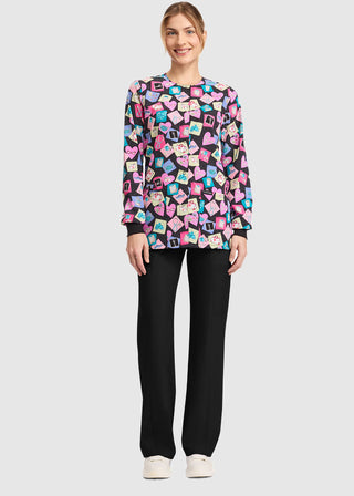 Cherokee Women's Snap Front Print Warm-up Jacket in Health-abet