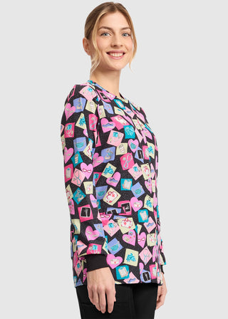 Cherokee Women's Snap Front Print Warm-up Jacket in Health-abet