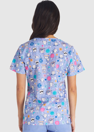 Cherokee Women's Dental Affirmations Print V-Neck Scrub Top