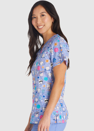 Cherokee Women's Dental Affirmations Print V-Neck Scrub Top