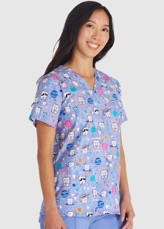 Cherokee Women's Dental Affirmations Print V-Neck Scrub Top