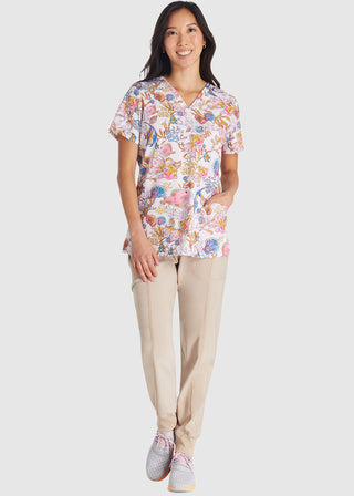 Cherokee Women's Fin-tastic Watercolor Print V-Neck Top