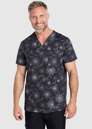 Cherokee Genuine Unisex Night Webs Print V-Neck Top