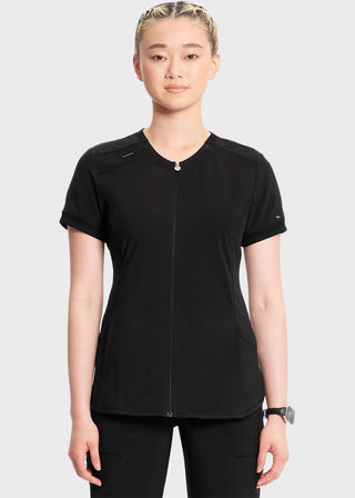 Cherokee Infinity Women's Zip Front V-Neck Top