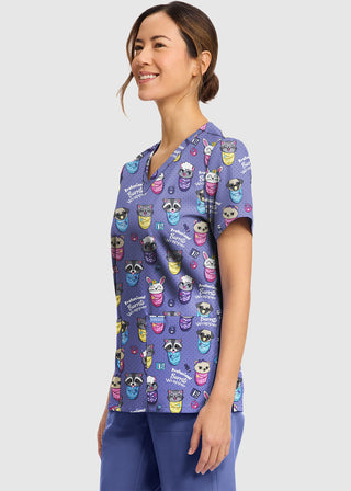 Cherokee Women's Baby Burritos Print V-Neck Top