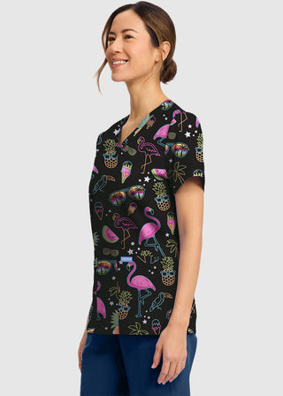 Cherokee Women's Downtown Tropical Print V-Neck Top