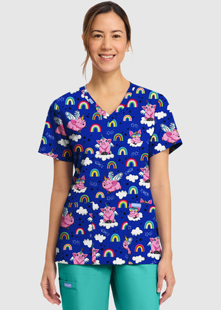 Cherokee Women's Flyin' Magic Print V-Neck Top