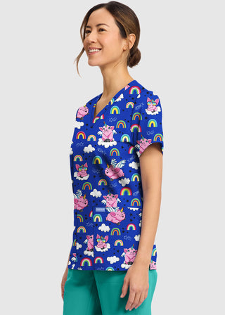 Cherokee Women's Flyin' Magic Print V-Neck Top