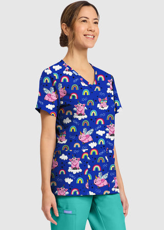 Cherokee Women's Flyin' Magic Print V-Neck Top