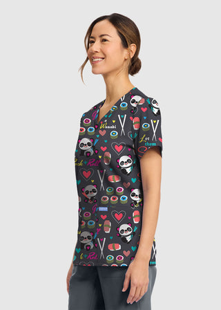 Cherokee Women's Girls Gone Wasabi Print V-Neck Top