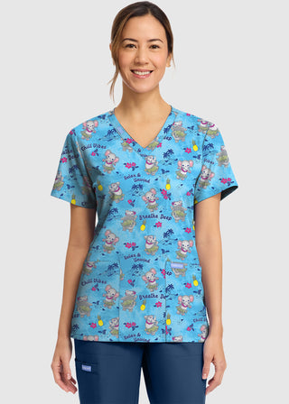 Cherokee Women's Hula Party Print V-Neck Top