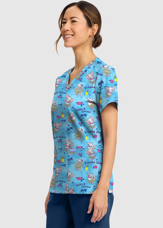 Cherokee Women's Hula Party Print V-Neck Top