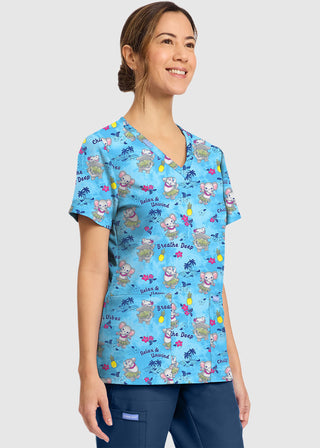 Cherokee Women's Hula Party Print V-Neck Top