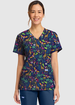 Cherokee Women's Jungle Jive Print V-Neck Top