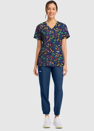Cherokee Women's Jungle Jive Print V-Neck Top