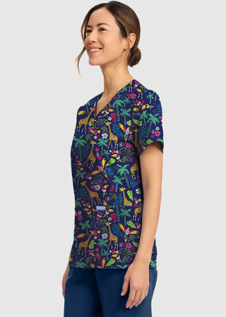 Cherokee Women's Jungle Jive Print V-Neck Top