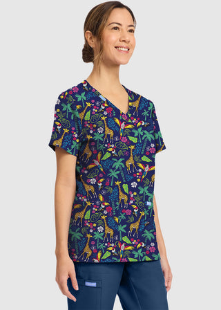 Cherokee Women's Jungle Jive Print V-Neck Top