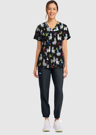 Cherokee Women's Llama Be Aware Print V-Neck Top