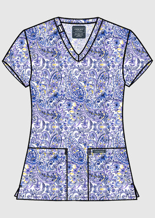 Cherokee Women's Pretty In Paisley Print V-Neck Top