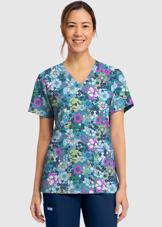 Cherokee Women's Vintage Garden Print V-Neck Top