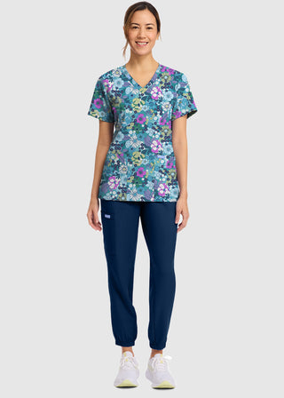 Cherokee Women's Vintage Garden Print V-Neck Top