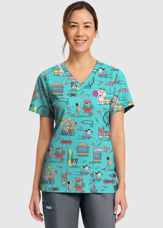 Cherokee Women's Vintage Boardwalk Print V-Neck Top