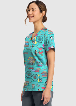 Cherokee Women's Vintage Boardwalk Print V-Neck Top