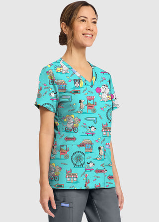 Cherokee Women's Vintage Boardwalk Print V-Neck Top