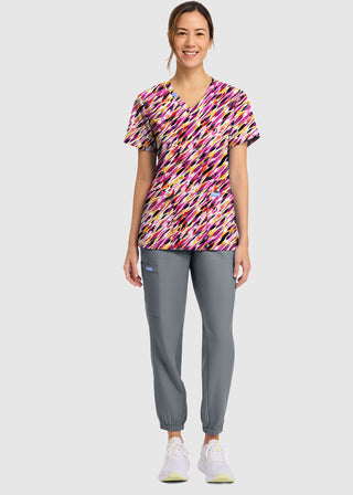 Cherokee Women's Watercolor Marks Print V-Neck Top