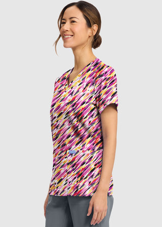 Cherokee Women's Watercolor Marks Print V-Neck Top