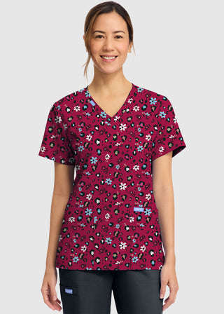 Cherokee Women's Wild Ditsy Print V-Neck Top