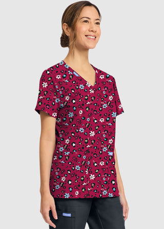 Cherokee Women's Wild Ditsy Print V-Neck Top