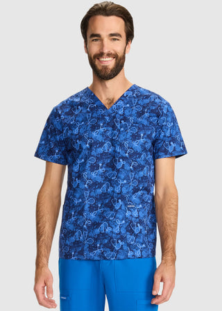 Cherokee Genuine Unisex V-Neck Top in Shibori Stethoscopes