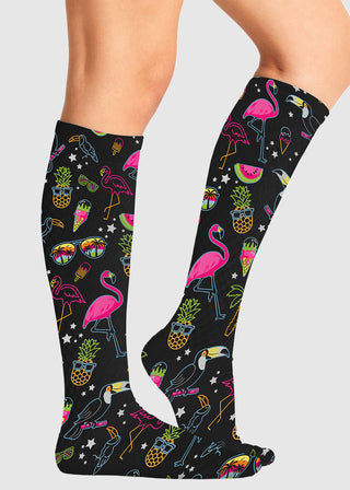 Cherokee Knee High Compression Sock in Flamingo Party
