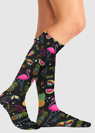Cherokee Knee High Compression Sock in Flamingo Party