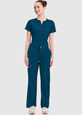 Dickies Women's Mid Rise Zip Fly Wide Leg Cargo Petite Pant