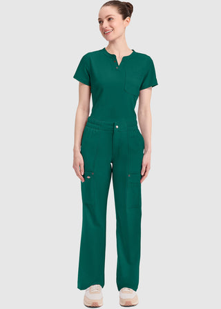 Dickies Women's Mid Rise Zip Fly Wide Leg Cargo Petite Pant