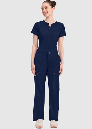 Dickies Women's Mid Rise Zip Fly Wide Leg Cargo Petite Pant