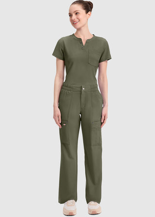 Dickies Women's Mid Rise Zip Fly Wide Leg Cargo Petite Pant