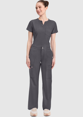 Dickies Women's Mid Rise Zip Fly Wide Leg Cargo Petite Pant